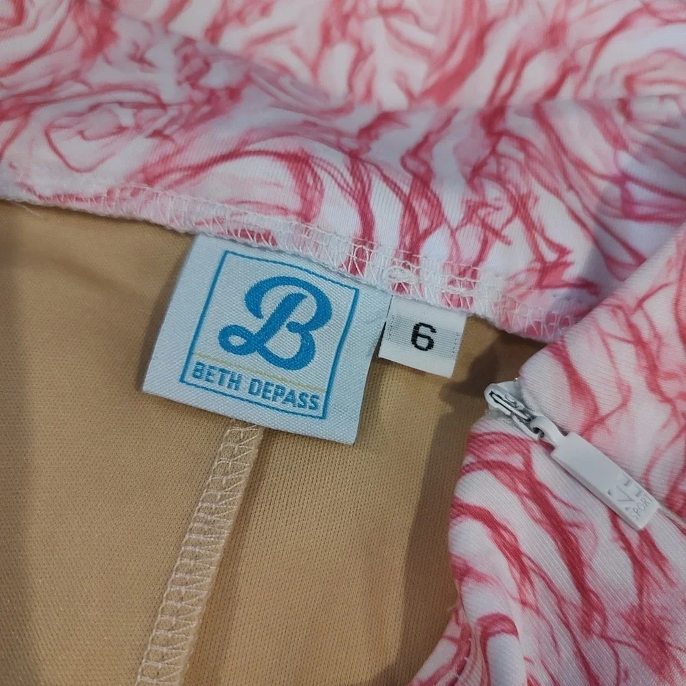 Beth DePass Skort Skirt Sz 6 Pink‎ White Swirl Pockets Golf Tennis Pickleball
